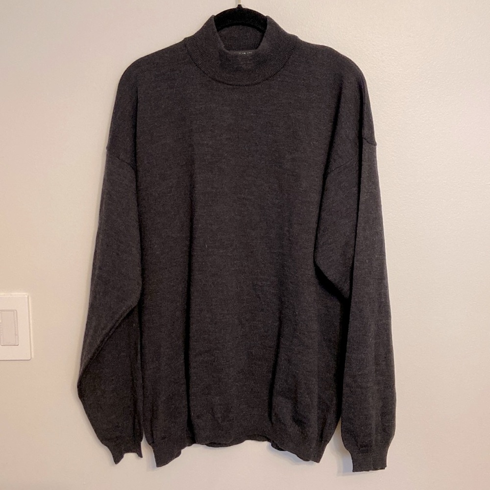 Vintage Barneys New York Charcoal 100% Merino Wool Sweater Made in Italy Size M